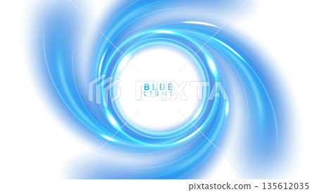 Blue Light Circle Effect Isolated on White Background, Vector Illustration 135612035