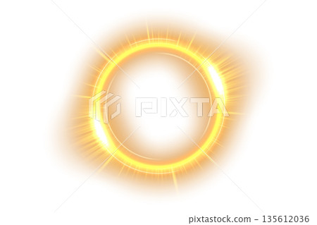 Gold Ring Light Effect Isolated on White Background, Vector Illustration 135612036