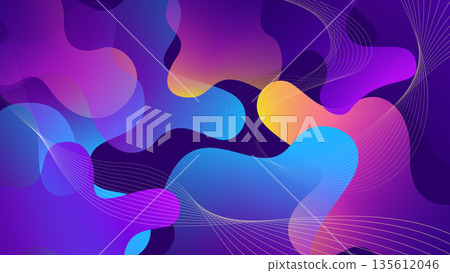 Abstract Color Gradient Background. Geometric Background with Liquid Shapes, Vector Illustration 135612046