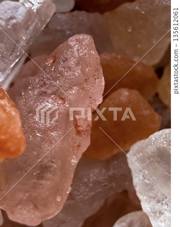 Pink Himalayan Salt Crystal Macro Texture Close-Up Pink Himalayan Salt Crystal Macro Texture Close-Up 135612061