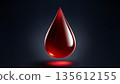 High Quality Blood Drop Isolated on Dark Background, Shiny Droplet, Different From Similar Vector, Vector Illustration 135612155