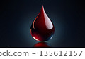 High Quality Blood Drop Isolated on Dark Background, Shiny Droplet, Different From Similar Vector, Vector Illustration 135612157
