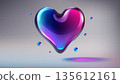 Glossy 3D Heart with Gradient Effect, Vector Illustration 135612161