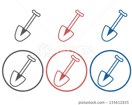 Simple line drawing icon of a shovel (gardening and work tools) Simple line drawing icon of a shovel (gardening and work tools) 135612835