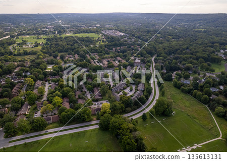 A view of a residential area with houses and trees. Chesterbrook, Pensilvania. USA A view of a residential area with houses and trees. Chesterbrook, Pensilvania. USA 135613131