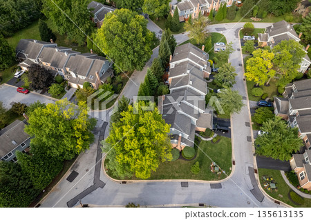 A residential street with houses and trees. Chesterbrook, Pensilvania. USA 135613135
