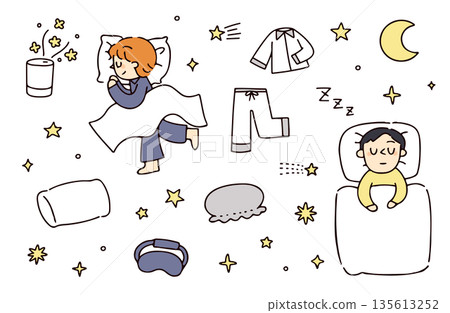 Sleep illustration set Sleep illustration set 135613252