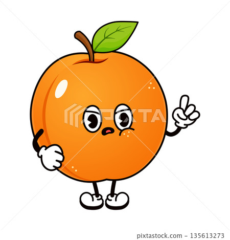 Apricot character raising finger with an idea 135613273