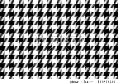 Gingham check background pattern, black and white, monochrome, simple 135613535