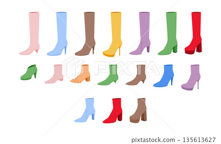 High heel boots women color flat shoes. ankle sock, platform block, stiletto, knee, stiletto, pointed toe, block, tall. 135613627