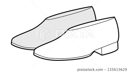 Flat shoe boot women sketch pair. Minimal low heel boot for everyday city outfit and office wear. Technical fashion Flat shoe boot women sketch pair. Minimal low heel boot for everyday city outfit and office wear. Technical fashion 135613629
