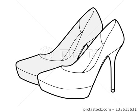 Platform stiletto pump women heel sketch pair. High sole sexy dress footwear for party, club, stage, event.  135613631