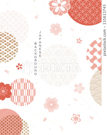Japanese pattern and cherry blossoms/Japanese spring background design 135613743