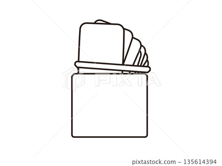 Illustration of seven compresses coming out of a simple bag 135614394