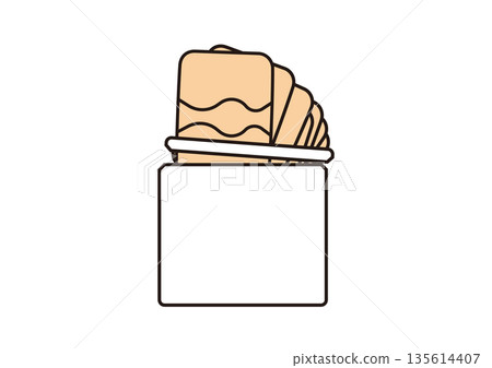 Illustration of seven simple brown compresses coming out of a bag Illustration of seven simple brown compresses coming out of a bag 135614407