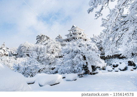 雪中的郡上八幡城 135614578