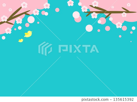 一幅柔和的春日背景插圖，櫻花盛開。 135615392
