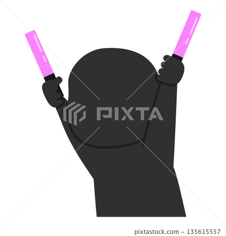 Silhouette of a fan waving a penlight and cheering Silhouette of a fan waving a penlight and cheering 135615557