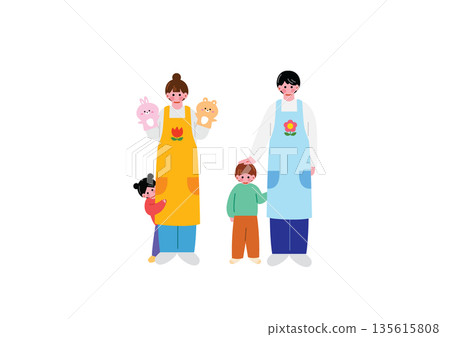 Illustration of a male and female nursery teacher Illustration of a male and female nursery teacher 135615808