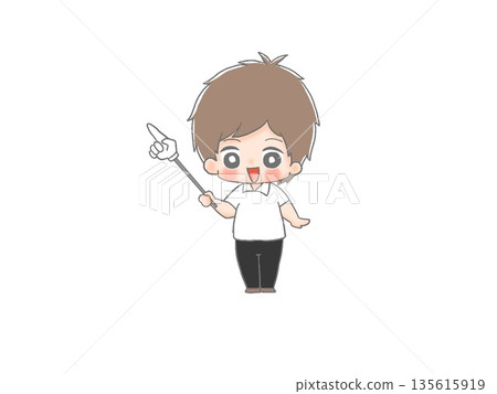 一名男學生用指示棒進行講解 135615919
