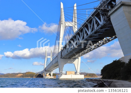 The view from Iwaguro Island directly below the Setouchi Ohashi Bridge (towards Honshu) 135616121