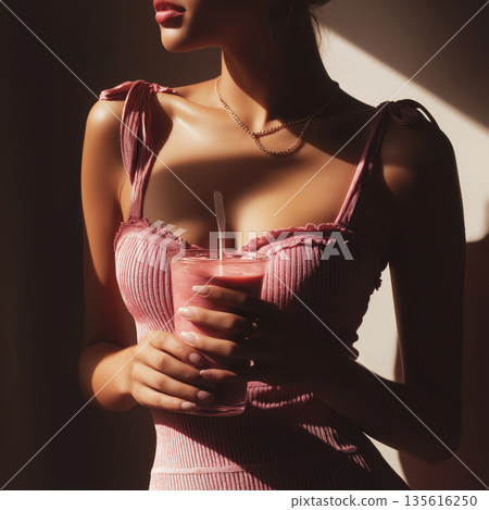 Female torso pink dress smoothie sunlight high contrast moody lighting sensual pose jewelry female torso pink dress smoothie Female torso pink dress smoothie sunlight high contrast moody lighting sensual pose jewelry female torso pink dress smoothie 135616250