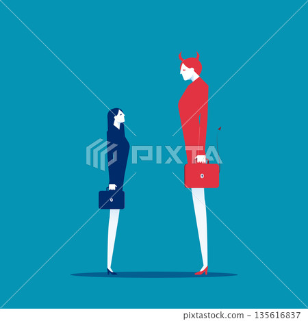 Devil and businesswoman. vector illustration 135616837