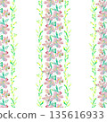 Watercolor Floral Stripe Seamless Pattern Pink 135616933