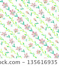 Watercolor Floral Seamless Pattern Pink Green 135616935