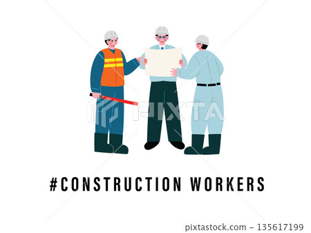 一幅描繪建築業工人的插圖 135617199