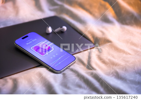 Music playback device on bedding 135617240