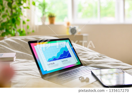 Laptop on the bed 135617270