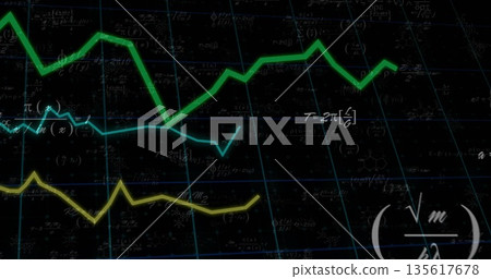 Displaying green cyan yellow line graphs varying on grid, showing Greek letters, chemical diagrams 135617678