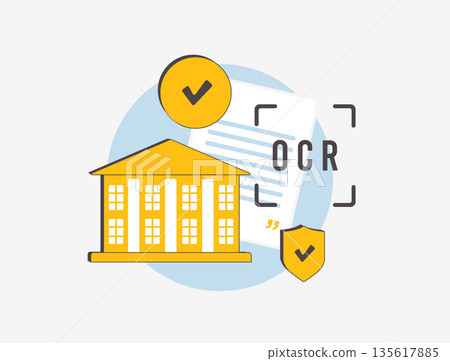 OCR in banking operations with secure document processing for onboarding, loans, payments, cheques, and back office teams to cut cost and boost speed. Ocr secure document processing illustration OCR in banking operations with secure document processing for onboarding, loans, payments, cheques, and back office teams to cut cost and boost speed. Ocr secure document processing illustration 135617885