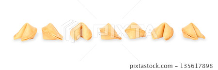 Seven fortune cookies on a white background, isolated, PNG Seven fortune cookies on a white background, isolated, PNG 135617898