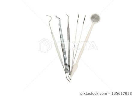 Different dental instruments ready for patient use, isolated, PNG Different dental instruments ready for patient use, isolated, PNG 135617938