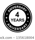 4 years anniversary gold icon vector for graphic design, logo, website, social media, mobile app, UI illustration 135618004