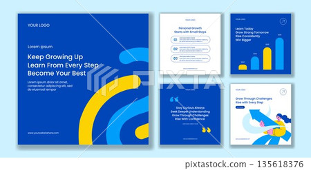 Personal Growth Flat Cartoon Hand Drawn Background for Social Media Post Illustration 135618376