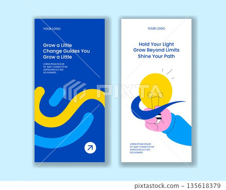 Vertical Banner Personal Growth Illustration with Flat Cartoon Hand Drawn Background Vertical Banner Personal Growth Illustration with Flat Cartoon Hand Drawn Background 135618379