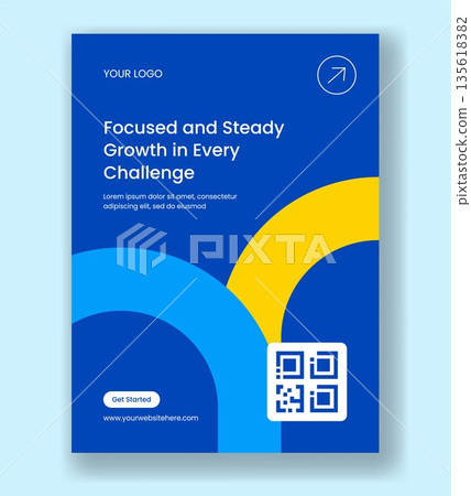 Vertical Poster Illustration of Personal Growth with Flat Cartoon Hand Drawn Background 135618382