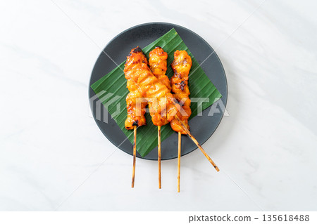 grilled chicken skewer in Asian style 135618488