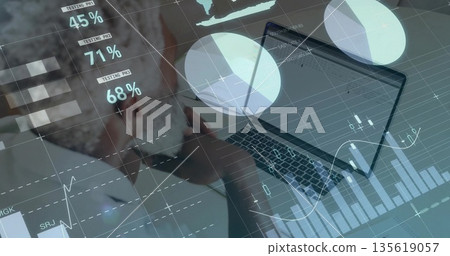 Business analyst leaning on hand, reviewing laptop data charts at white office desk copy space Business analyst leaning on hand, reviewing laptop data charts at white office desk copy space 135619057