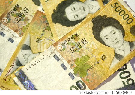 This is a 50,000 won bill from Korea. This is a 50,000 won bill from Korea. 135620466