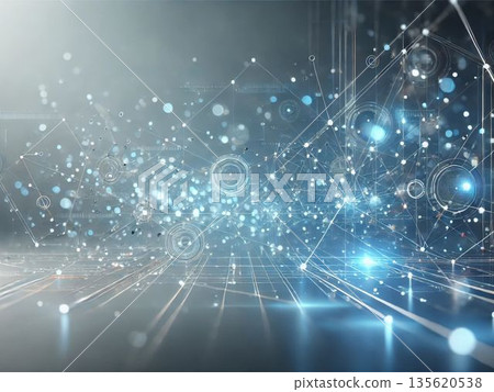 Future technology image depicting digital networks and data flows 135620538