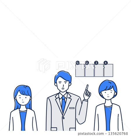 圖解：一位商務人士在會議上講解政策 135620768