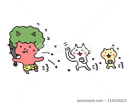 Cute Setsubun bean-throwing illustration Cute Setsubun bean-throwing illustration 135620822