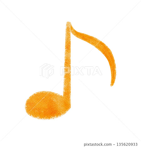 Quarter note musical symbol hand-painted watercolor isolated on white background. Basic rhythm unit in music notation, ideal for music education, theory worksheets, sheet design and learning materials 135620933