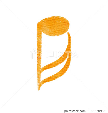Eighth note musical symbol, downward stem, hand painted watercolor isolated on white background, fast rhythm value in music notation for education, theory worksheets, sheet music design. Inverted note Eighth note musical symbol, downward stem, hand painted watercolor isolated on white background, fast rhythm value in music notation for education, theory worksheets, sheet music design. Inverted note 135620935