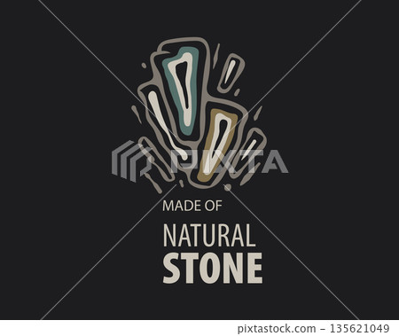 Original vector hand-drawn logo for a company engaged in the manufacture and processing of products and stone Original vector hand-drawn logo for a company engaged in the manufacture and processing of products and stone 135621049