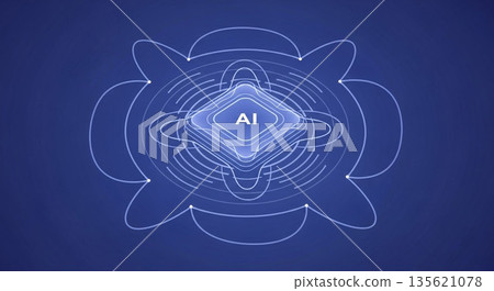 A looped signal wave emitted by the AI core 135621078